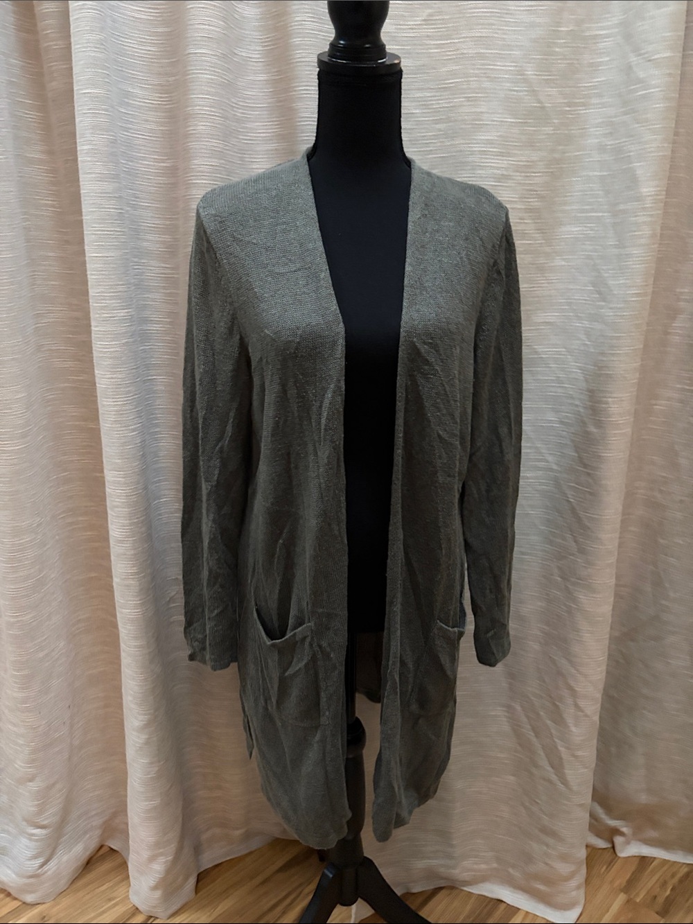 J. Jill Open-Front Green Longline Women's Cardigan Sweater